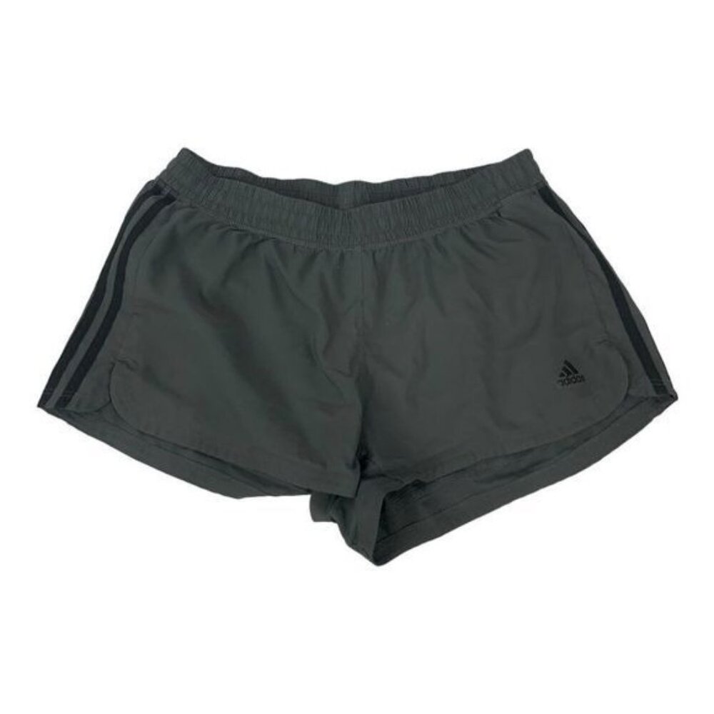 Adidas Womens Climalite Athletic Shorts Gray W/ Black Stripes Size Large